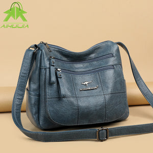 2021  Leather Soft Messenger Bags For Ladies Zipper Mini Retro Woman Bag Female Bags