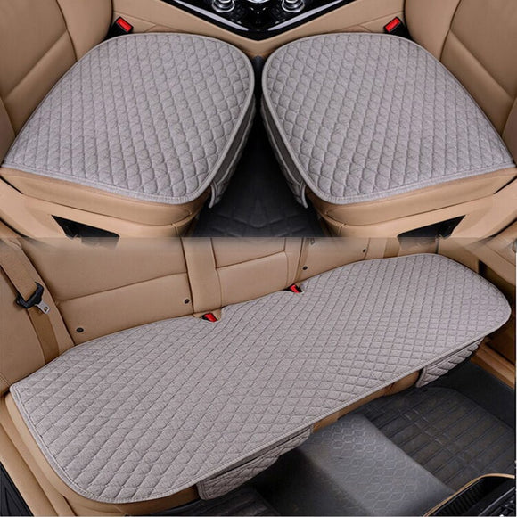 Flax Car Seat Cover Front Rear Linen Fabric Cushion Breathable Protector Mat Pad  Universal Size