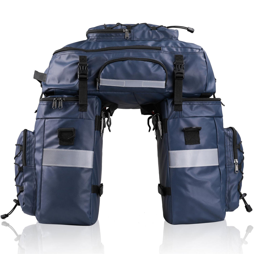 Rhinowalk Upgrade 3 in 1 Bike Bags Rear Seat Trunk-Bag Waterproof Bicycle Pannier 65L MTB Cycling Luggage Multifunction Backpack