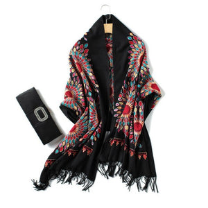 2019 luxury brand cashmere women scarf winter warm embroidery shawls and wraps