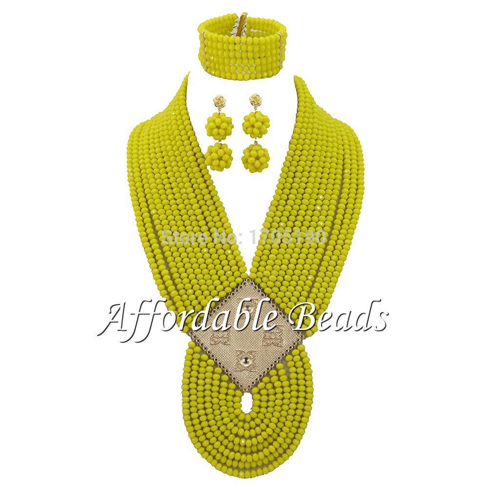 Banana Yellow African Jewelry Sets  New Nigerian Beads Jewelry