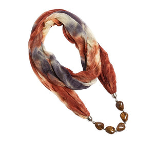 Lureme Hot Selling Polyester Winter Warmth Scarf with Dark Grain Beads Women Pendant Scarves Necklace for Women 10 Colors