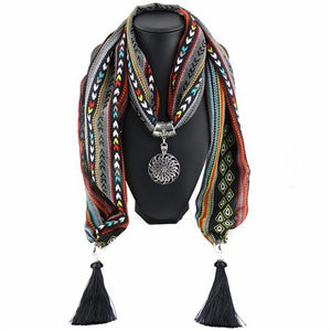 New design of Indian wind 4 color silk tassel long women's fashion scarf pendant necklace NK852