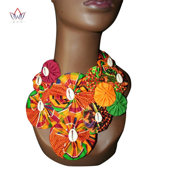 2020 Ankara Button Bib Button Earrings Statement Neckpiece Tribal Necklace Handmade Flower Shape African Jewelry None WYB121