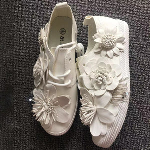 New Summer flower casual shoes tide hundred fashion pedal lazy shoes female belt Korean version of Small white shoes
