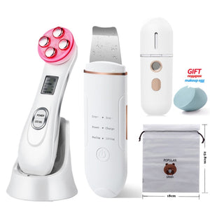 Ultrasonic Skin Scrubber Facial Cleansing Anti Wrinkle Blackhead Remover Neck Beauty Device EMS LED Facial Massager EMS