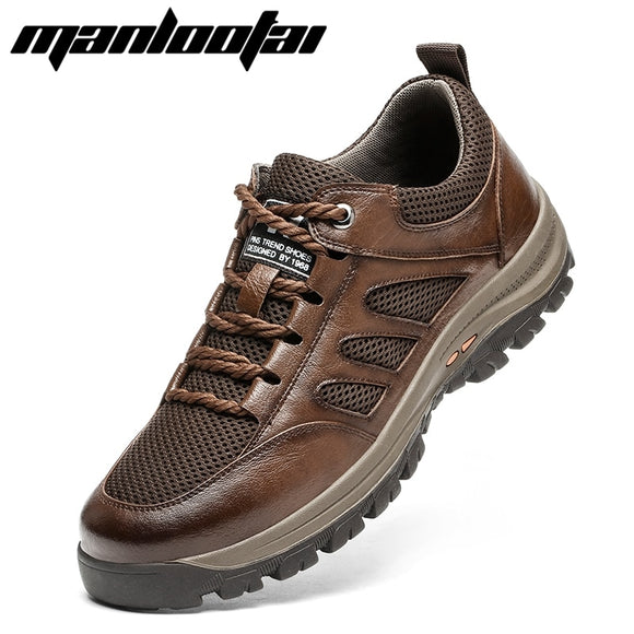 Big size 38-48 Hiking Shoes for Men Outdoor Sports Camping Shoe Tactical Sneakers Mesh Genuine Leather Breathable Non-slip