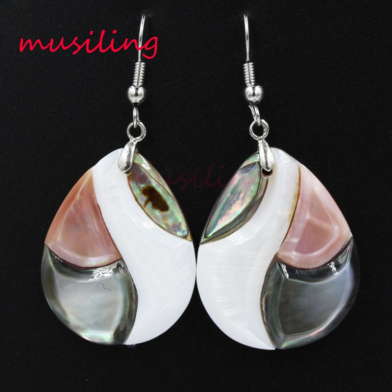 Water Drop Earrings Natural Abalone Shell Drop Earring Stitching Accessories European Charms Jewelry for Women 10 Pairs