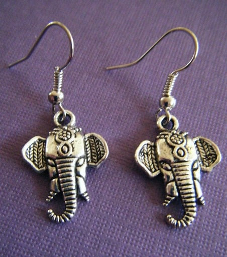 50Pair Vintage Silvers Elephant Head Charms Drop/Dangle Earrings For Girls Women Dress  Clothing Accessories DIY Jewelry P808