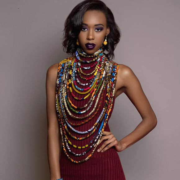 special link Ankara Beautiful Multi Strand Necklace African