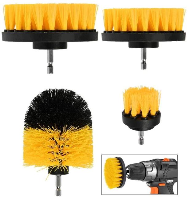 4pcs drill kit scrubber brush set Car Tire Wheel Rim Cleaning Electric Drill Brush Car Detailing Brush Cleaning Set Clean Tools