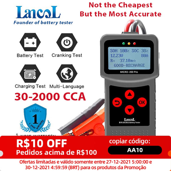 Lancol Micro200 Pro Car Battery Tester 12V 40-2000CCA Lead Acid Battery Analyzer Cranking Test Charging Test Diagnostic Tool