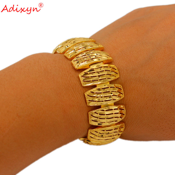 Adixyn Width Ethiopian Dubai Gold Color Couple Bracelet For Women Men Jewelry African Arab Party Wedding Gifts N101411