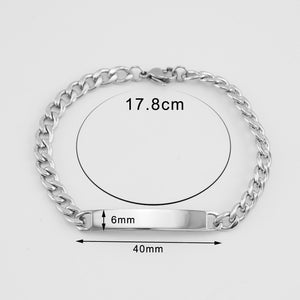 Diy bracelet men Blank ID Bar 7.9" cicret BRACELET Men's thick silver color bracelets Stainless Steel High Quality 50pcs